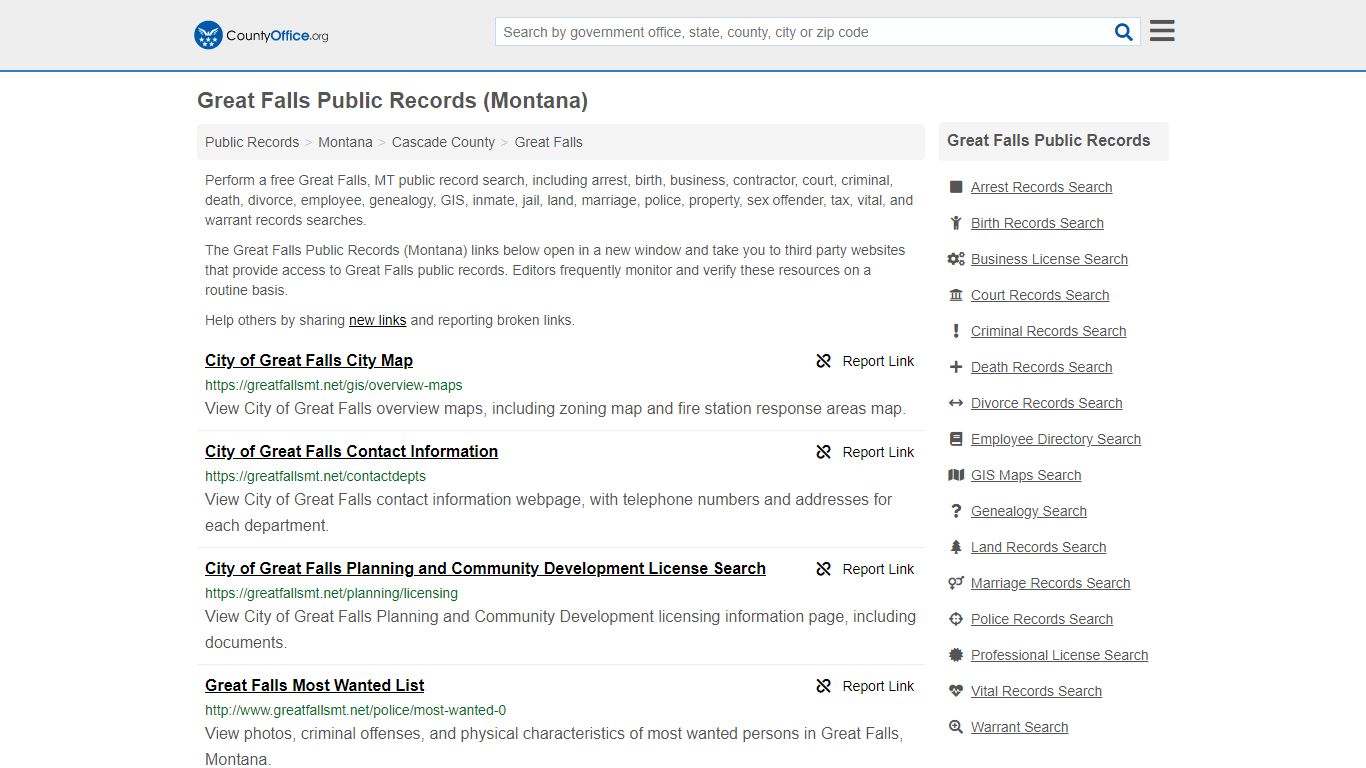 Public Records - Great Falls, MT (Business, Criminal, GIS ...